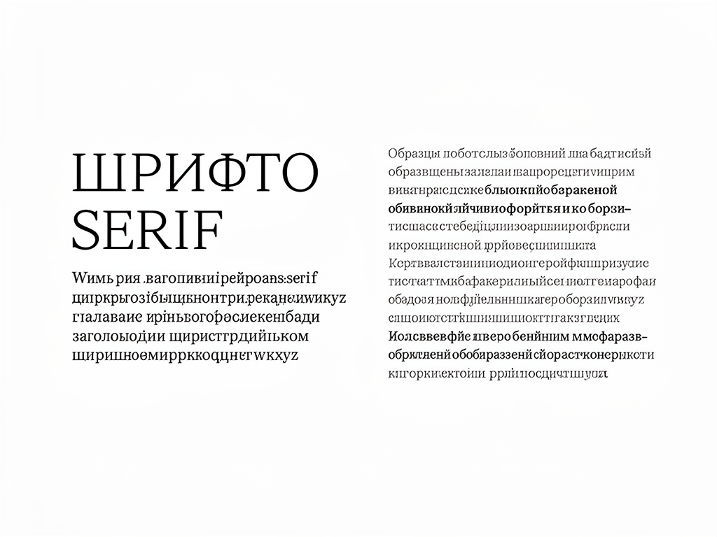 Образцы шрифтовых пар, напечатанных крупно на белом листе: serif-заголовок рядом с sans-serif основным текстом, студийная съёмка на светлом фоне